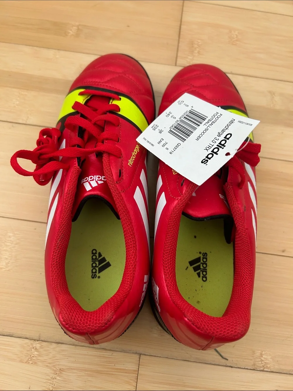 adidas Kids Red & Neon Yellow Soccer Sneakers